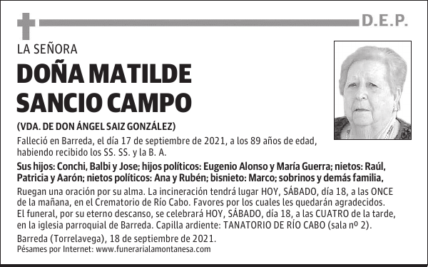 DOÑA MATILDE SANCIO CAMPO