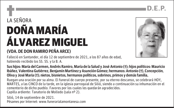 DOÑA MARÍA ÁLVAREZ MIGUEL