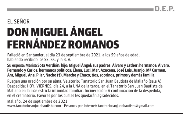 DON MIGUEL ÁNGEL FERNÁNDEZ ROMANOS