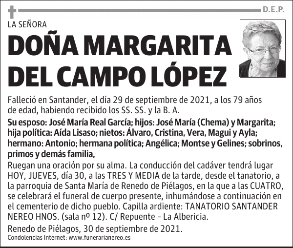 DOÑA MARGARITA DEL CAMPO LÓPEZ