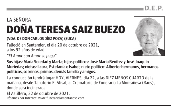 DOÑA TERESA SAIZ BUEZO