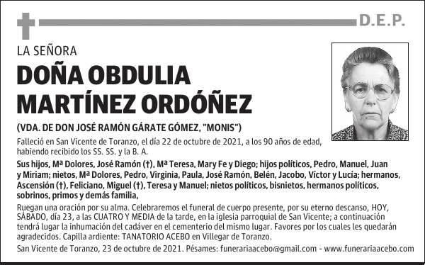 DOÑA OBDULIA MARTÍNEZ ORDÓÑEZ