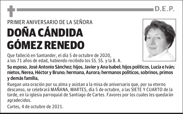 DOÑA CÁNDIDA GÓMEZ RENEDO