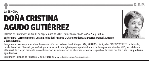 DOÑA CRISTINA AGUDO GUTIÉRREZ