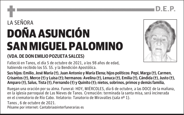 DOÑA ASUNCIÓN SAN MIGUEL PALOMINO