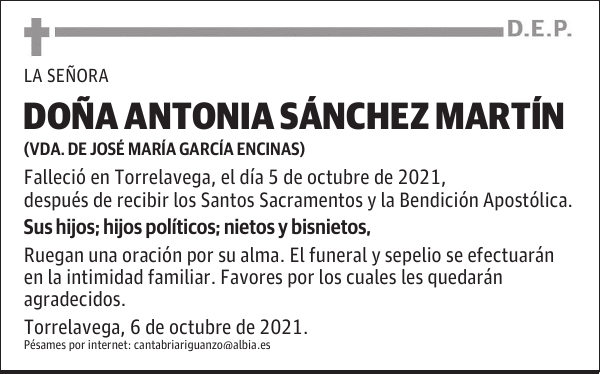 DOÑA ANTONIA SÁNCHEZ MARTÍN