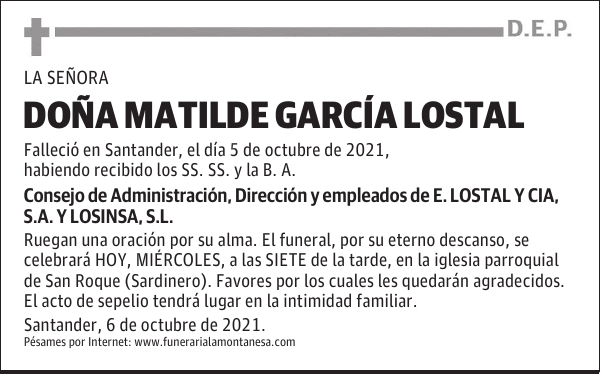 DOÑA MATILDE GARCÍA LOSTAL