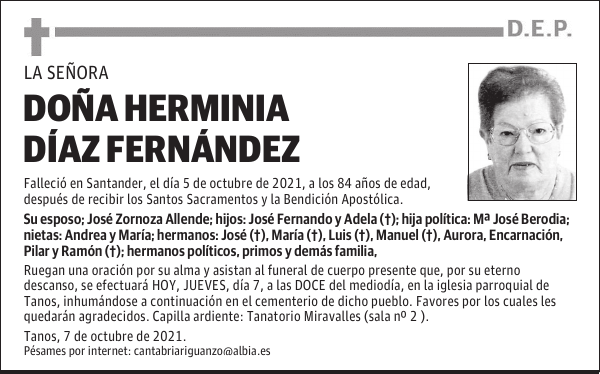 DOÑA HERMINIA DÍAZ FERNÁNDEZ