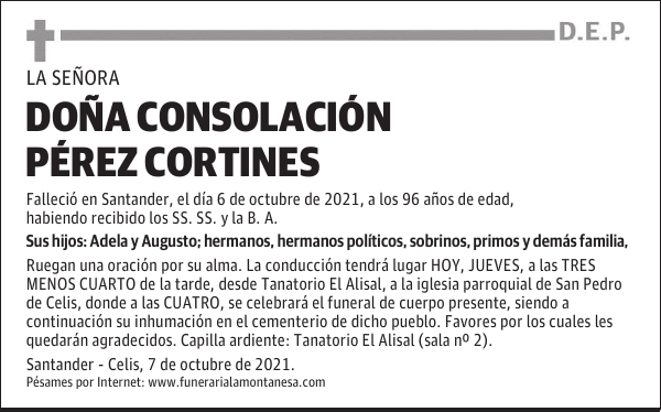 DOÑA CONSOLACIÓN PÉREZ CORTINES