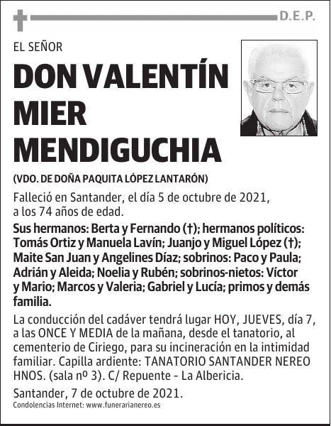 DON VALENTÍN MIER MENDIGUCHIA