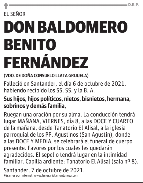 DON BALDOMERO BENITO FERNÁNDEZ