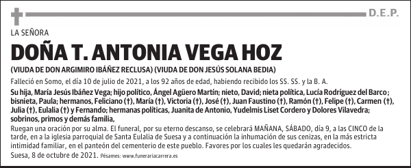 DOÑA T. ANTONIA VEGA HOZ