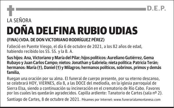 DOÑA DELFINA RUBIO UDIAS