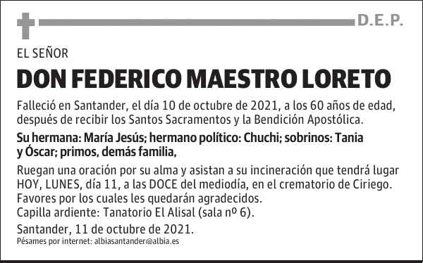 DON FEDERICO MAESTRO LORETO