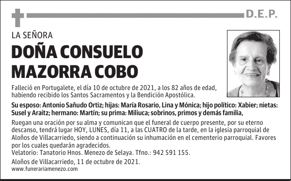DOÑA CONSUELO MAZORRA COBO
