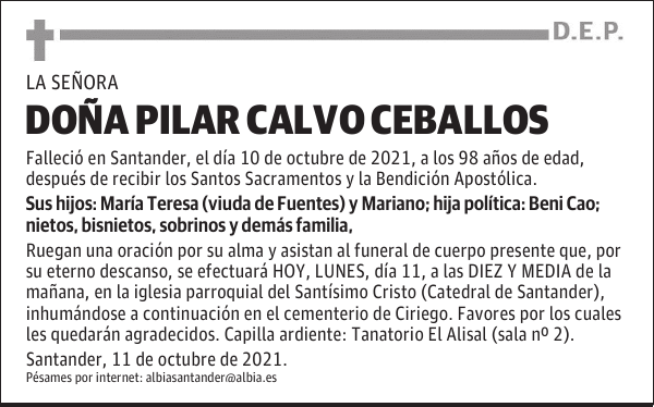 DOÑA PILAR CALVO CEBALLOS