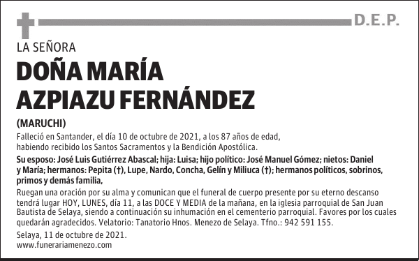 DOÑA MARÍA AZPIAZU FERNÁNDEZ