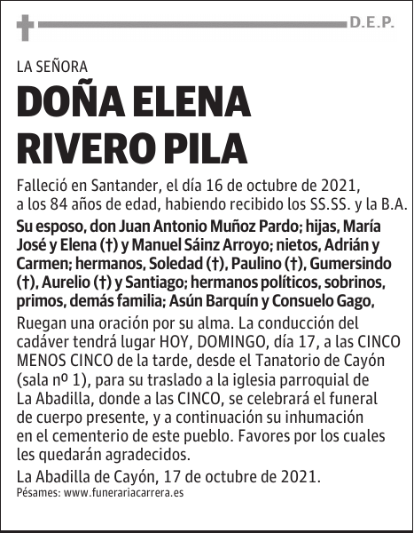 DOÑA ELENA RIVERO PILA