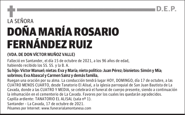 DOÑA MARÍA ROSARIO FERNÁNDEZ RUIZ