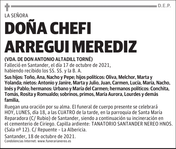 DOÑA CHEFI ARREGUI MEREDIZ
