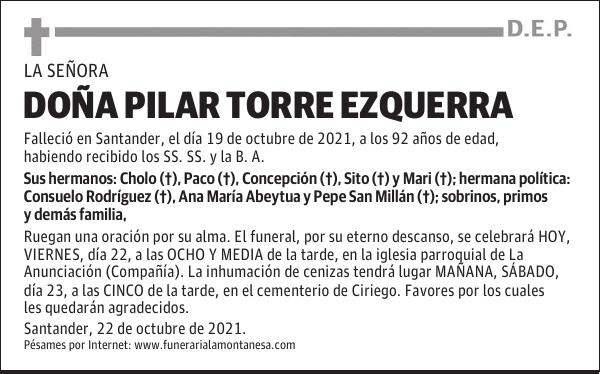 DOÑA PILAR TORRE EZQUERRA