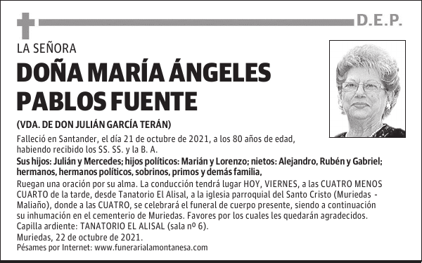 DOÑA MARÍA ÁNGELES PABLOS FUENTE