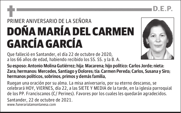 DOÑA MARÍA DEL CARMEN GARCÍA GARCÍA