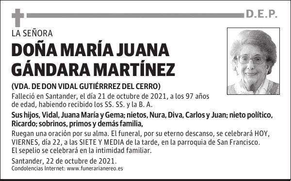 DOÑA MARÍA JUANA GÁNDARA MARTÍNEZ