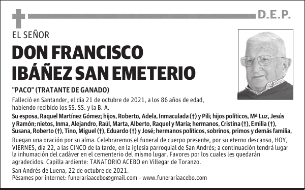 DON FRANCISCO IBÁÑEZ SAN EMETERIO
