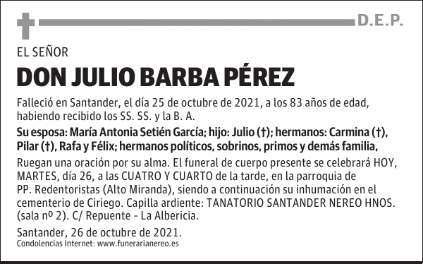 DON JULIO BARBA PÉREZ