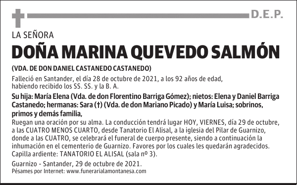 DOÑA MARINA QUEVEDO SALMÓN