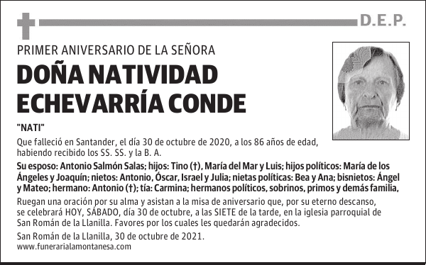DOÑA NATIVIDAD ECHEVARRÍA CONDE