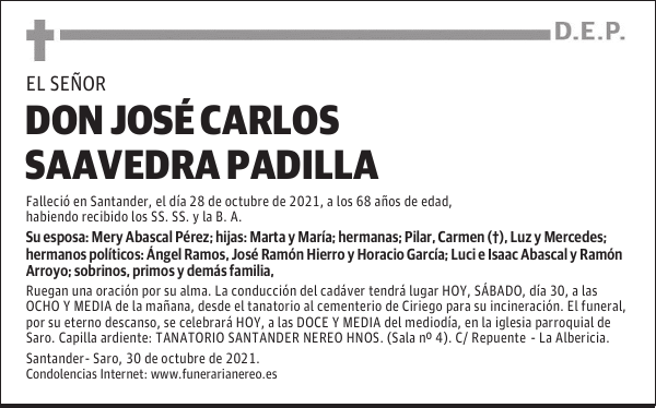 DON JOSÉ CARLOS SAAVEDRA PADILLA