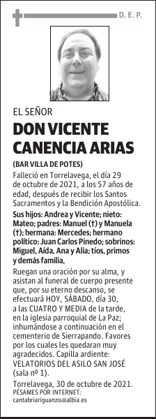 DON VICENTE CANENCIA ARIAS