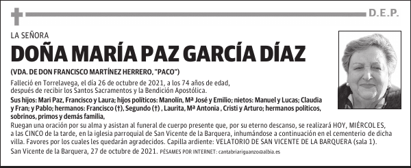 DOÑA MARÍA PAZ GARCÍA DÍAZ