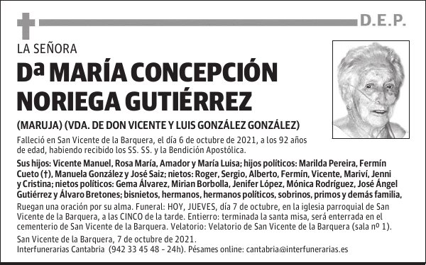 DOÑA MARÍA CONCEPCIÓN NORIEGA GUTIÉRREZ