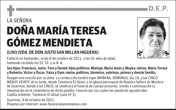 DOÑA MARÍA TERESA GÓMEZ MENDIETA