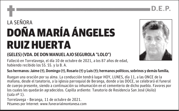 DOÑA MARÍA ÁNGELES RUIZ HUERTA