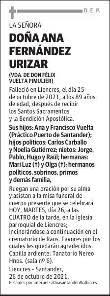 DOÑA ANA FERNÁNDEZ URIZAR