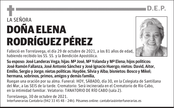 DOÑA ELENA RODRÍGUEZ PÉREZ