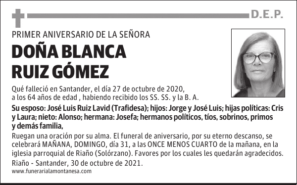 DOÑA BLANCA RUIZ GÓMEZ