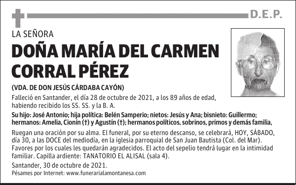 DOÑA MARÍA DEL CARMEN CORRAL PÉREZ