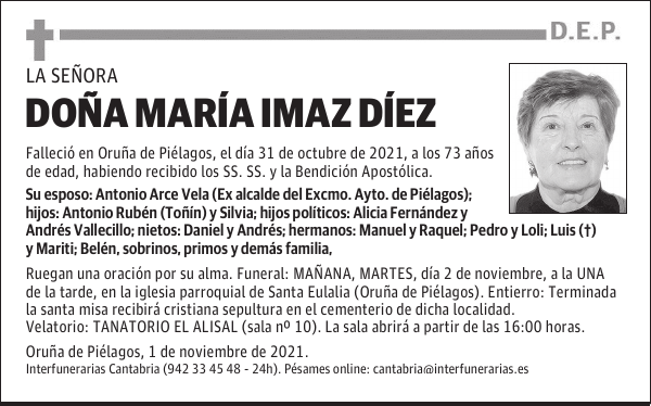 DOÑA MARÍA IMAZ DÍEZ