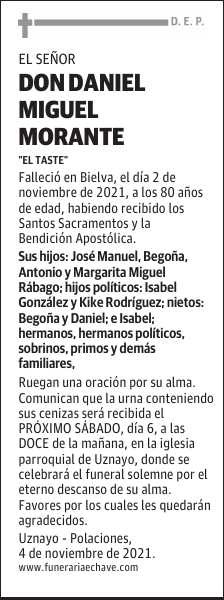 DON DANIEL MIGUEL MORANTE