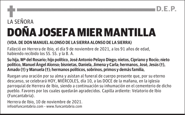 DOÑA JOSEFA MIER MANTILLA