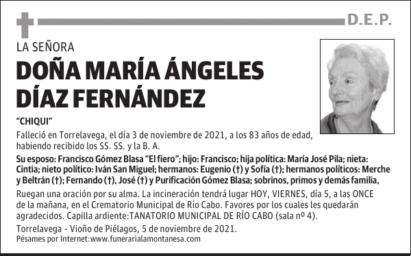 DOÑA MARÍA ÁNGELES DÍAZ FERNÁNDEZ