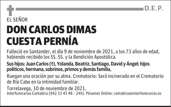 DON CARLOS DIMAS CUESTA PERNÍA