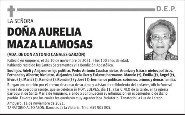 DOÑA AURELIA MAZA LLAMOSAS
