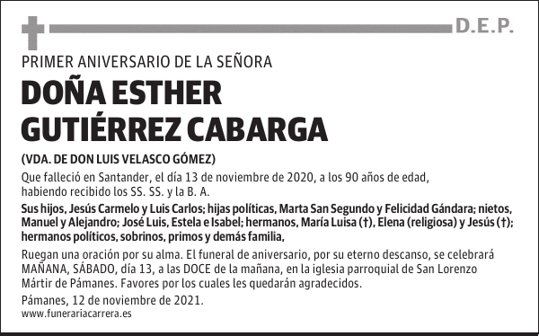 DOÑA ESTHER GUTIÉRREZ CABARGA
