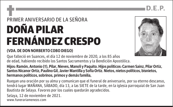 DOÑA PILAR FERNÁNDEZ CRESPO